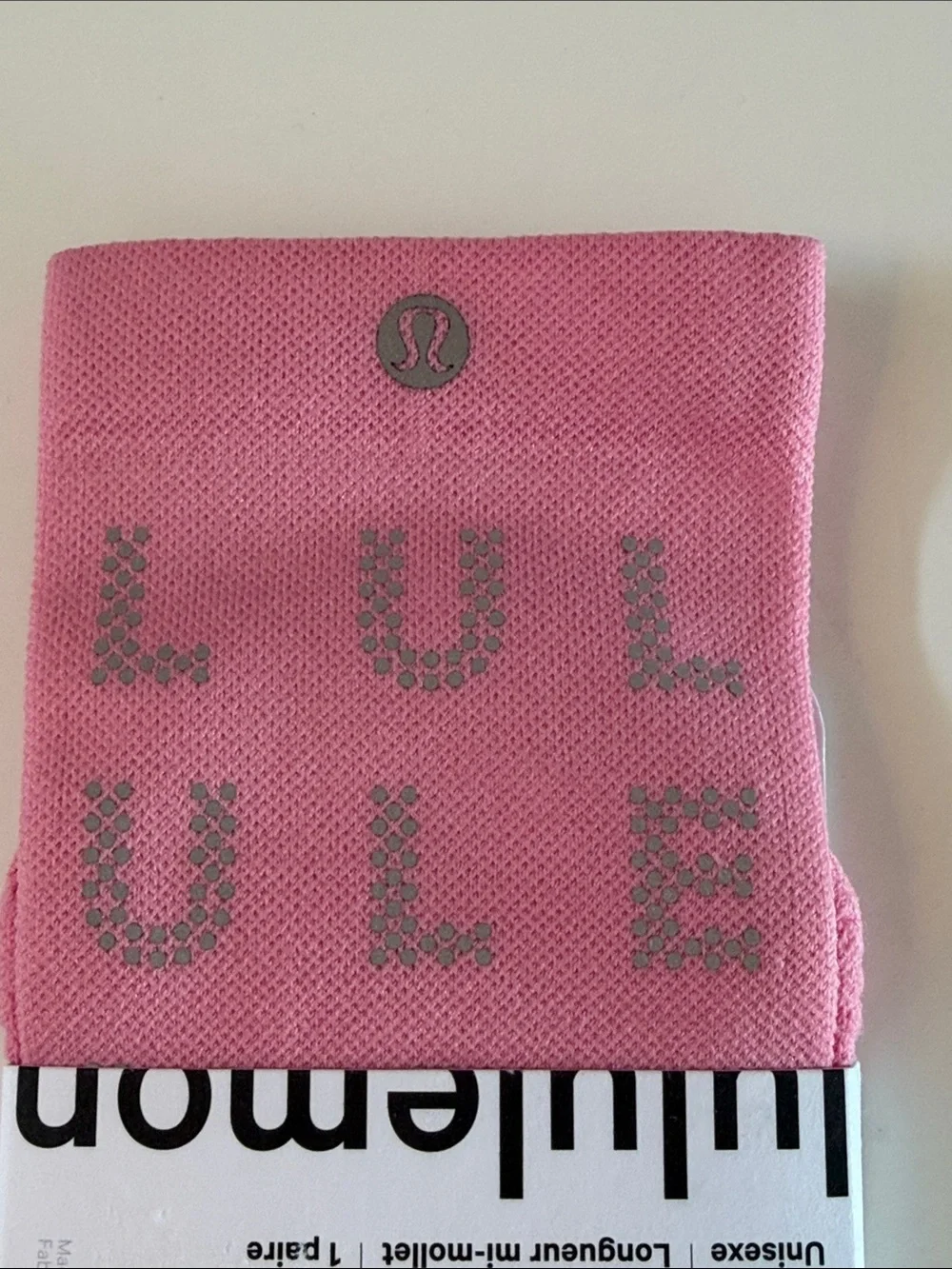 NEW Lululemon Power Stride Crew Socks Size L in Candy Cloud Reflective Cushioned